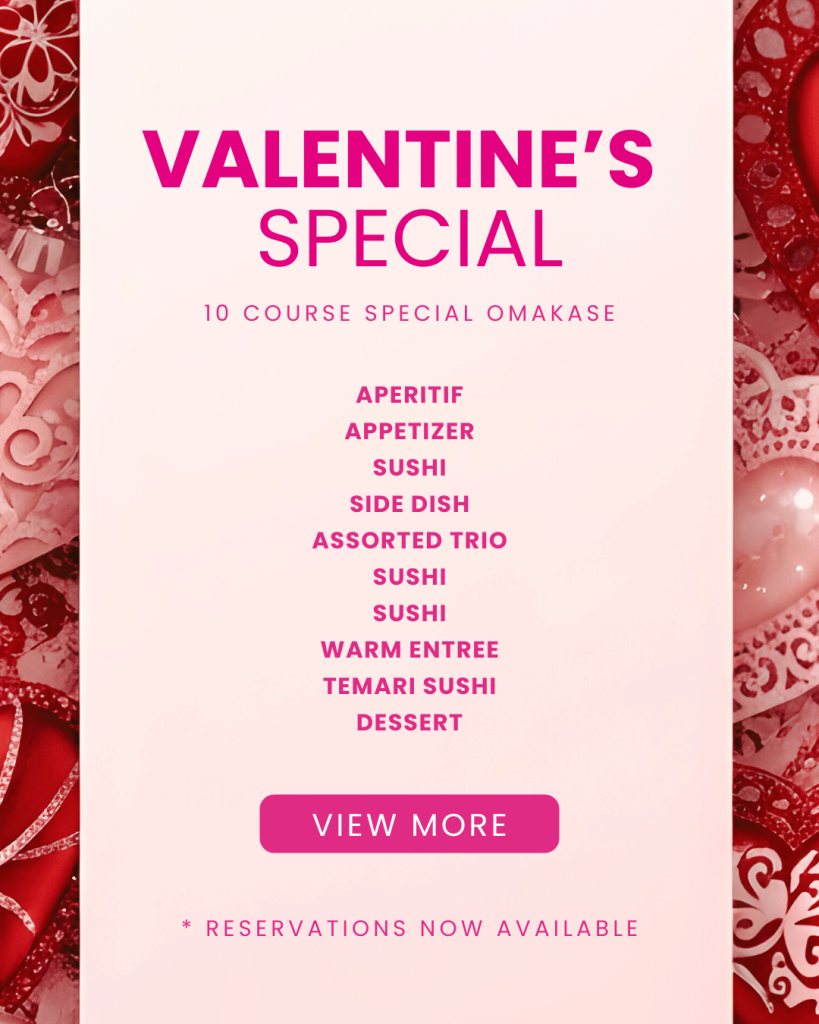 Mobile version of Sushi Zanmai Valentine's Special 10-course omakase menu list.